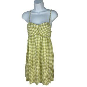 SO Goods For Life Green Gingham Open Back Bow Mini Dress Size Medium